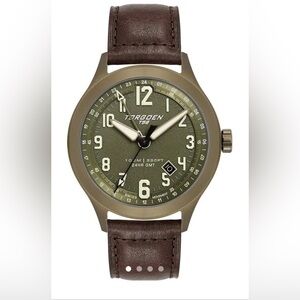 Torgeon Men’s Green Sapphire TN-1303 44mm GMT leather strap Watch.